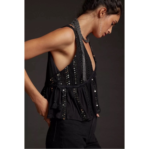 Anthropologie Sequined V-Neck Tank NWT SZ XL & L - Picture 2 of 14